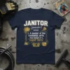 Janitor noun 1. A text design featuring detailed typography on quality t-shirt