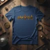 Jasir Gear Steampunk T-Shirt with intricate gears and a mechanical hand graphic, navy blue color