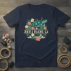 Jekyll Island GA t-shirt design featuring a sea turtle surrounded by tropical flowers and waves