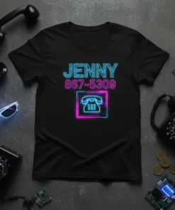 JENNY 867-5309 stylish graphic design printed on comfortable cotton t-shirt