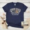 Jensen Beach Est. 1881 Florida vintage t-shirt design with palm trees and ocean waves