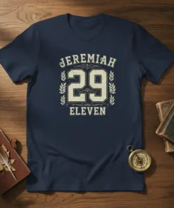 Jeremiah 29 Eleven vintage design t-shirt with laurel wreath accents