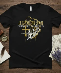 JEREMIAH 29:11 FOR I text design featuring bold typography on quality t-shirt