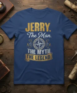 Jerry. The Man. The text design featuring creative typography on quality t-shirt