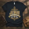 Jesus Changed My Life Ask Me How t-shirt with ornate cross and wings graphic