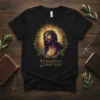 Jesus Christ t-shirt design featuring a portrait of Jesus wearing a crown of thorns and the text JESUS below