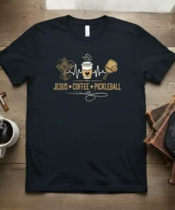 JESUS ❤ COFFEE ❤ PICKLEBALL stylish graphic design printed on comfortable cotton t-shirt