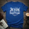 Jesus Everything Christian T-Shirt with decorative font and cross graphic