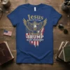 Jesus is my Savior SERMON TRUMP IS MY PRESIDENT T-Shirt with eagle and American flag graphic