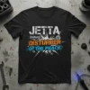 Jetta Disturber of the Peace t-shirt with bold white, orange, and blue text and graphic elements