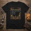 Black t-shirt with "Jewish Holidays: 1- They tried to kill us, 2- We won, 3- Let's eat" quote and Star