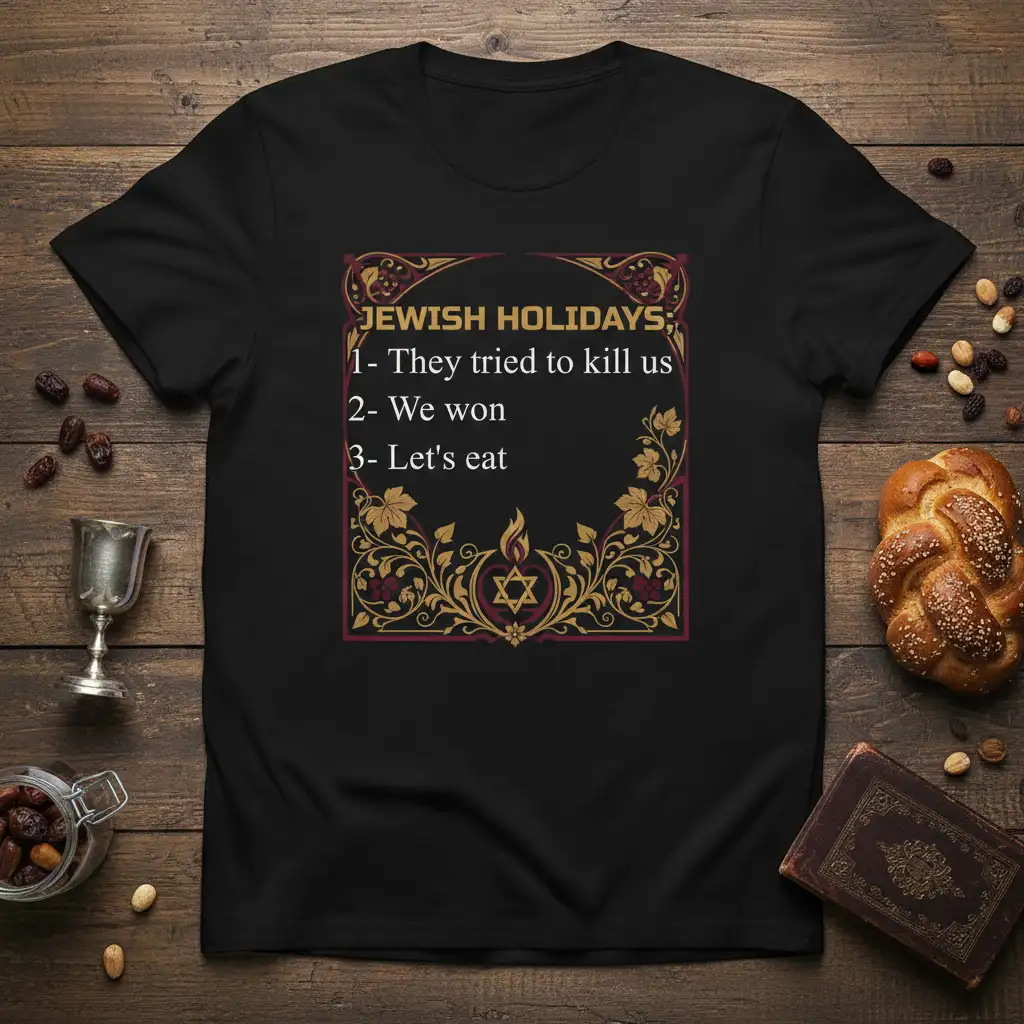JEWISH HOLIDAYS: 1- They quote printed with creative illustration on soft premium material t-shirt design