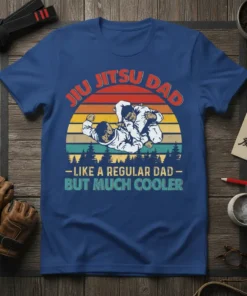 Jiu Jitsu Dad Like A Regular Dad But Much Cooler T-Shirt featuring two men grappling