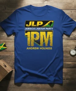 JLP Jamaica Labour Party 1PM Andrew Holness political t-shirt design with Jamaican flag colors
