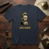 John Brown portrait t-shirt featuring the historical figure's likeness and name in gold text
