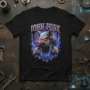 John-Pork Cybernetic Pig T-Shirt featuring a robotic swine head with glowing red eyes and lightning effects