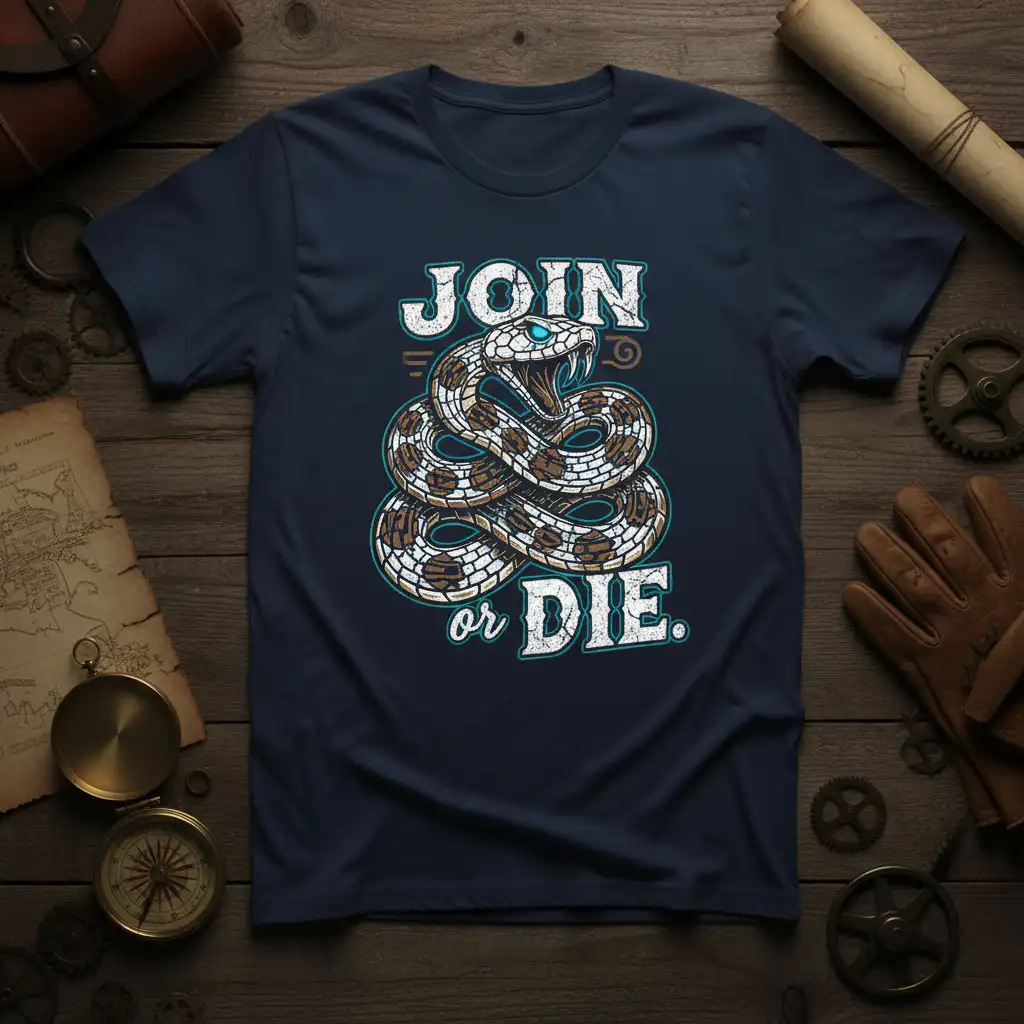 JOIN or DIE. creative illustration printed on comfortable cotton fabric creating a standout t-shirt