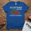 Jolliest Bunch of Teachers This Side of the Hallway Christmas school bus tee with festive lights and tree