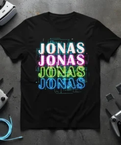 JONAS JONAS JONAS JONAS bold graphic design printed on comfortable cotton t-shirt