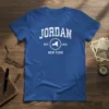Jordan Est 1835 New York t-shirt with distressed white typography and a New York state outline graphic