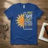 I'm a July Girl quote with sun graphic, born with heart fire soul mouth t-shirt design