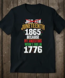 JULY 4TH JUNETEENTH 1865 text design featuring stylish typography on quality t-shirt