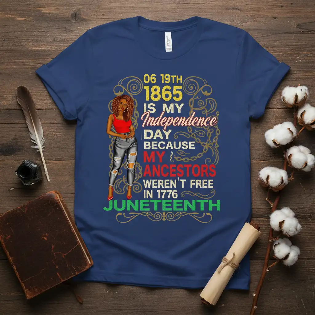 06 19TH 1865 IS quote printed with eye-catching design on durable material t-shirt design