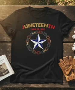 Juneteenth June 19 1865 Freedom Day T-Shirt with star and chain design