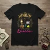 Junkin' Queen t-shirt design featuring vintage items like a lantern, books, and old TV