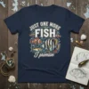 Just One More Fish I Promise t-shirt with colorful clownfish and angelfish illustration