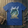Just A Girl Keepin' It Reel fishing t-shirt design with a bass fish graphic and fishing rods