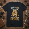 Just a Girl Who Loves Bears t-shirt design with two hugging cartoon bears and heart accents