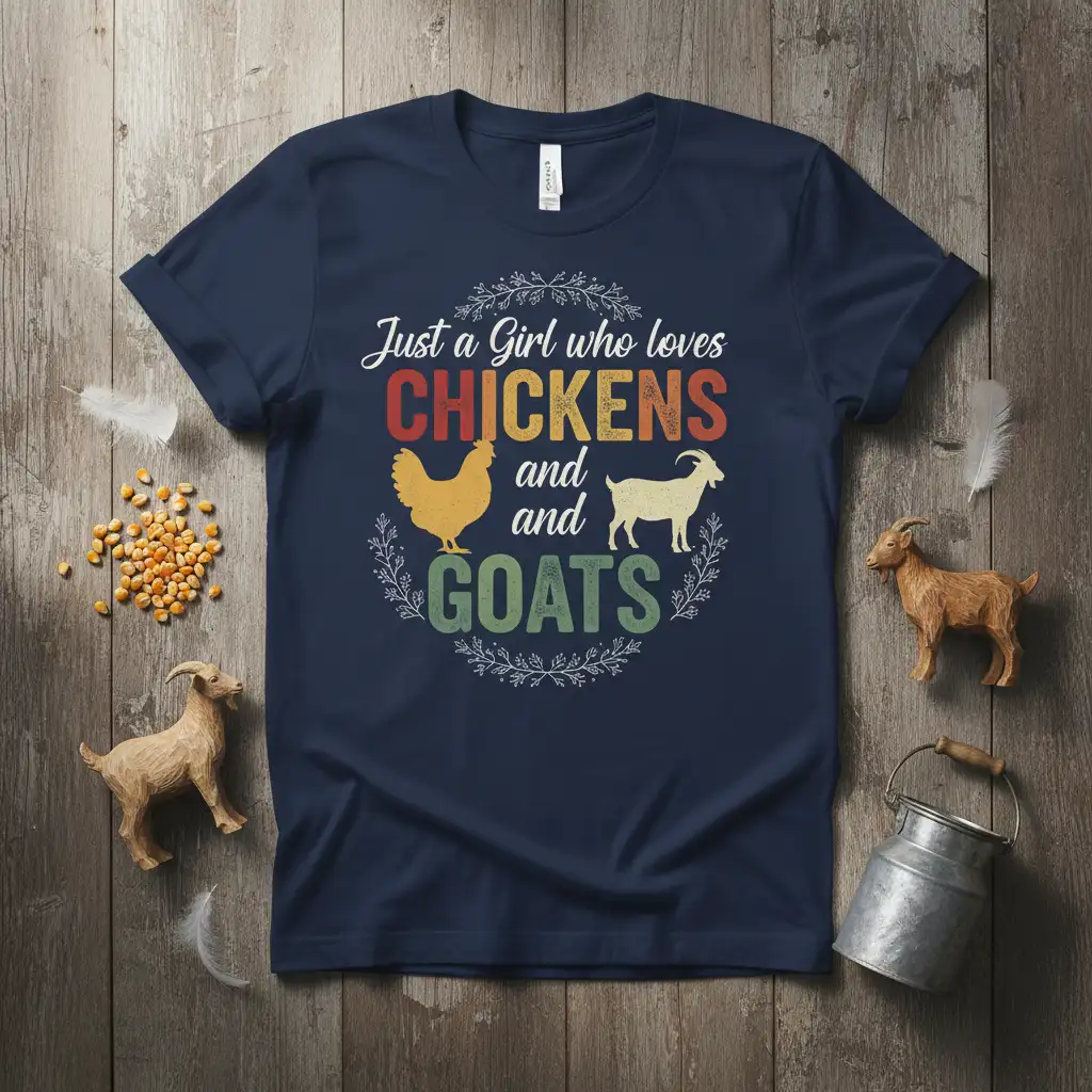 Just a Girl who loves CHICKENS and GOATS vintage design with chicken and goat graphics