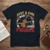 Just A Girl Who Loves Fiddle t-shirt with violin graphic and floral wreath