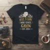 Just A Girl Who Loves Gavin Est. 2024 text design with a profile silhouette and decorative elements on a black