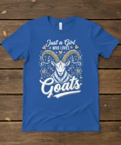 Just a Girl WHO LOVES Goats text with a detailed illustration of a goat's head and ornate floral patterns