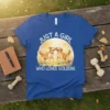 Just A Girl Who Loves Goldens t-shirt design featuring two golden retrievers and text