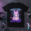 Just A Girl WHO LOVES K-POP t-shirt with a cute anime girl wearing headphones and pink cat ears