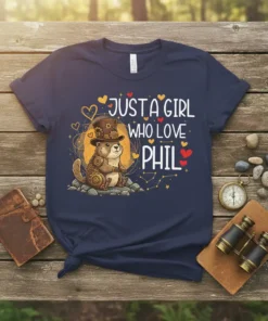 JUST A GIRL WHO LOVE PHIL unique graphic design printed on comfortable cotton t-shirt