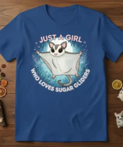 Just a Girl Who Loves Sugar Gliders t-shirt with cute flying sugar glider graphic and text