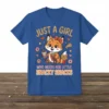 Just A Girl Who Needs Her Little Snacky Snacks t-shirt with a cute fox holding fries and boba
