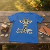 Just a Little Giraffe Fun t-shirt with a detailed giraffe graphic and distressed text