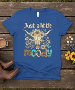 Just a little moody bull skull with sunflowers and butterflies graphic t-shirt design