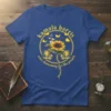 Kamala Harris Save Democracy T-Shirt with sunflower and butterflies graphic, yellow text on blue shirt
