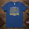 Kamala Harris For The People text design on a blue t-shirt, political campaign apparel