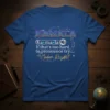 Kamala If That's Too Hard To Pronounce Try Madam President text design on a blue t-shirt with graphic elements