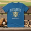 Kansas City Baseball T-Shirt with crossed bats and shield graphic