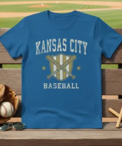 Kansas City Baseball T-Shirt with crossed bats and shield graphic