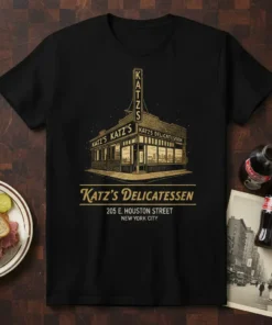Katz's Delicatessen 205 E. text design featuring unique typography on quality t-shirt