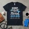 Keep Calm I'm A Nurse Okay Not That Calm text design with Caduceus symbols and heartbeat line